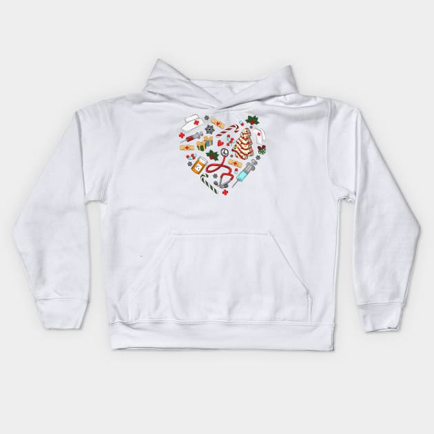 Heart Medical Nurse Christmas Kids Hoodie by SantinoTaylor